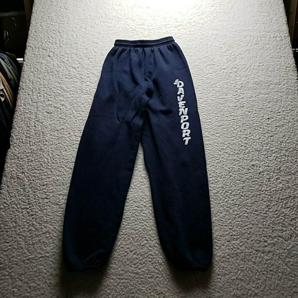 Soffe Pants Mens Small Blue Fleece Sweatpants Elastic Waist Davenport Print